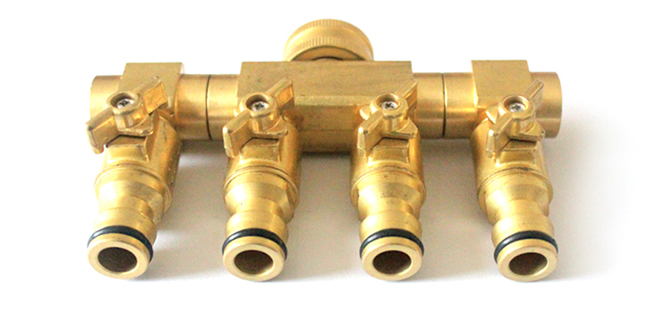 Duty Pirinç 4 Way Hose Manifold Hose Pipe Adapter